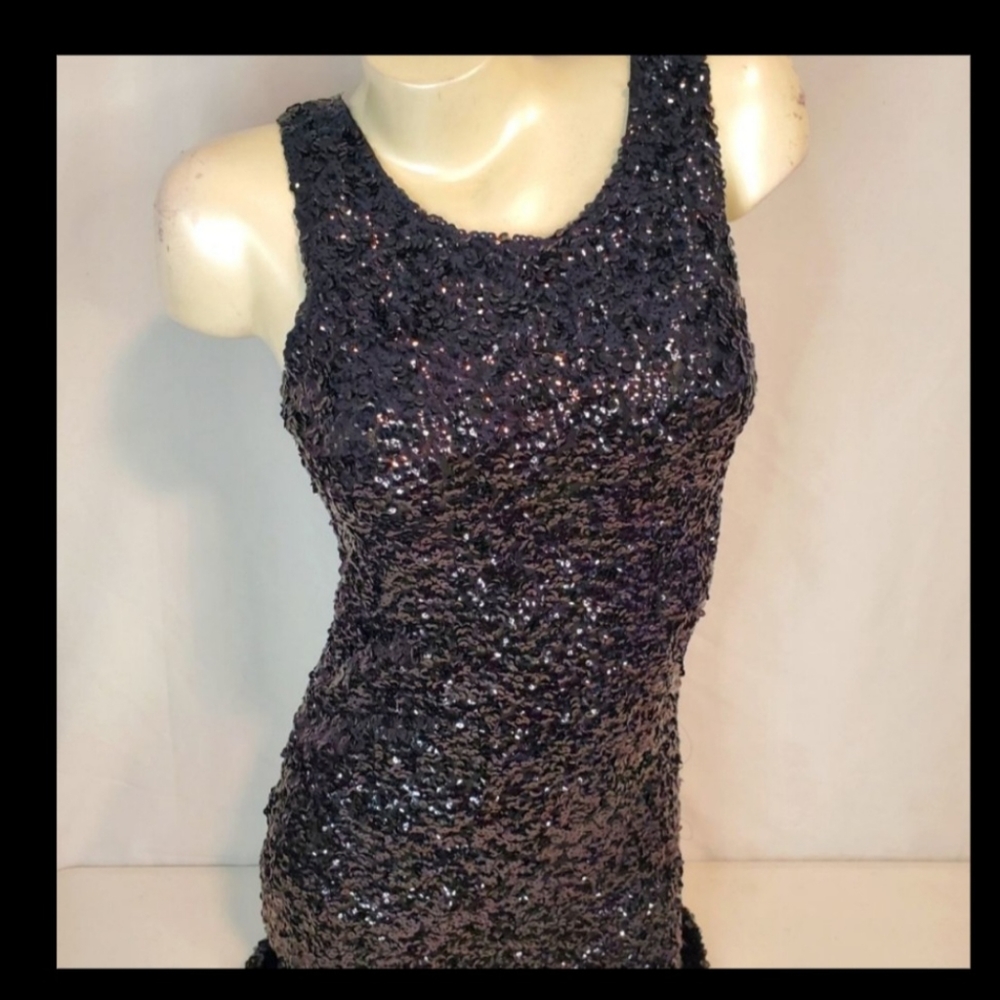 Black Sequin Mini Dress (Juniors L)